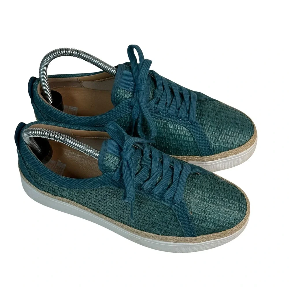 FitFlop Rally Woven Espadrille Sneakers Teal Blue BK9-641 Womens 7